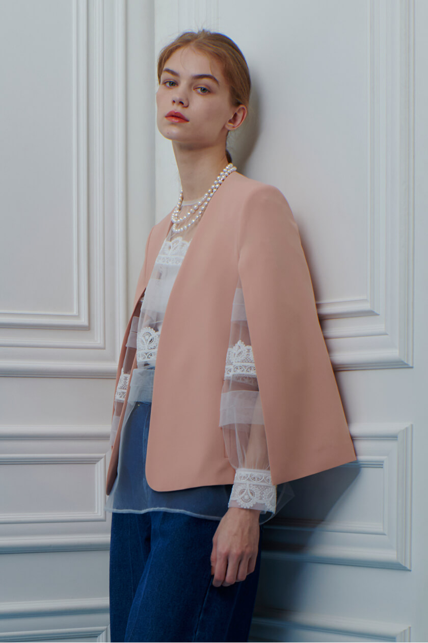 アルアバイル　ヨーク＆ラッフルスリーブブラウス ピンク　ルルウィルビー LOULOU WILLOUGHBY】Cherry Blossom Pink Three-Piece|allureville