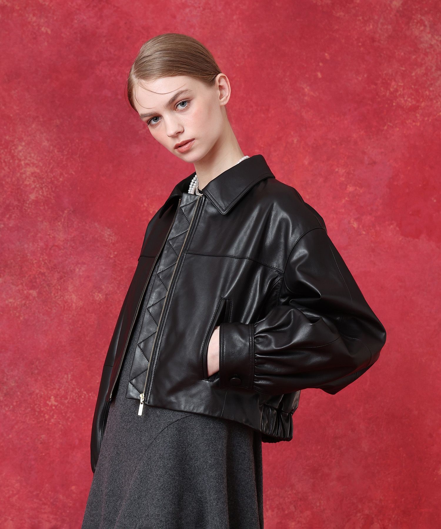 ステンカラーレザーブルゾン|allureville OFFICIAL SITE / ONLINE SHOP