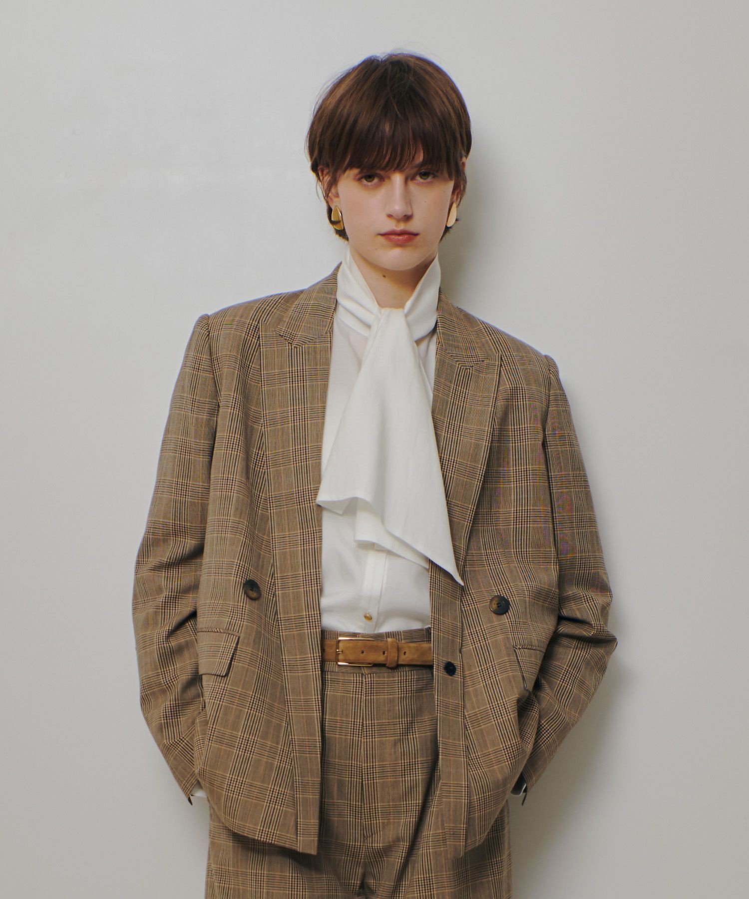 ドラマ着用✨2024 アルアバイル リオペルメッシュショートジャケット銀ボタン ポプリンチェックジャケット|allureville OFFICIAL SITE / ONLINE SHOP