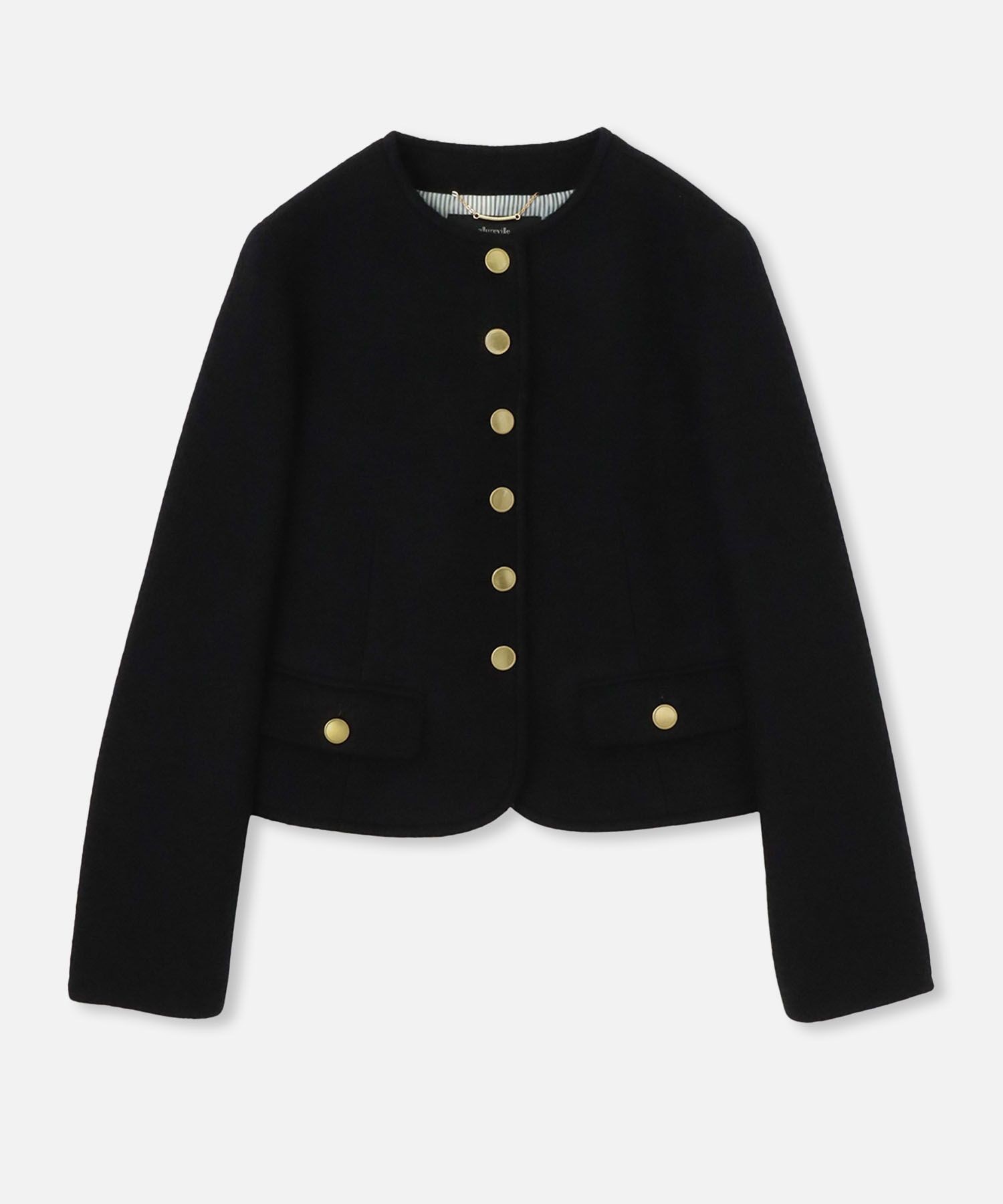 美品 現行タグ 近年モデル アルアバイル レザークルーネックブルゾン ノーカラー レザークルーネックブルゾン | allureville (Women
