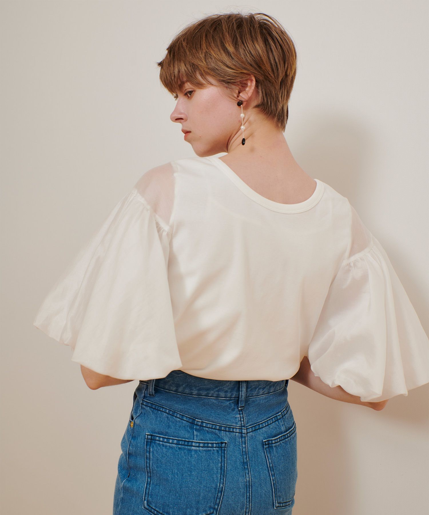 シアーショートギャザリングブラウス|allureville OFFICIAL SITE