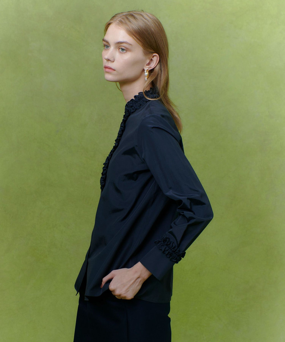 LOULOU WILLOUGHBY 【LOULOU WILLOUGHBY】テクニカルギャザーブラウス ネイビー (65)