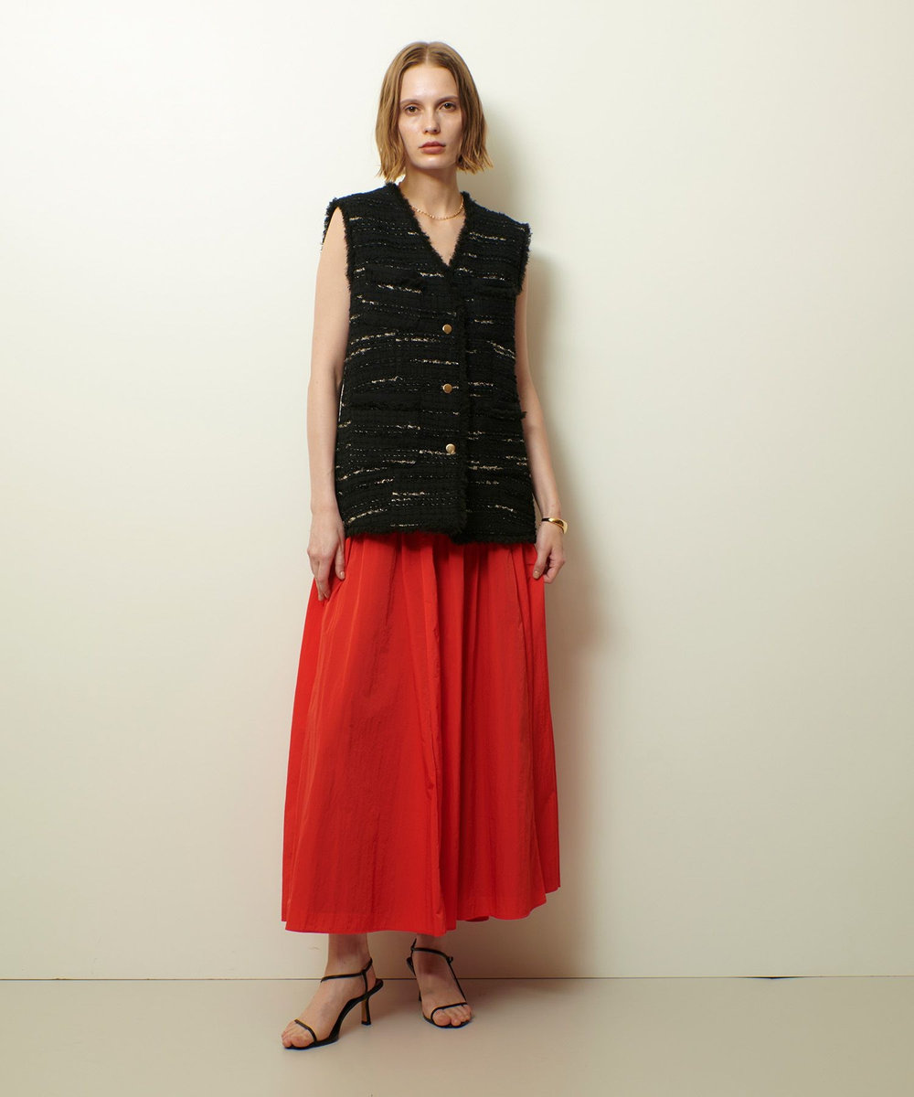 allureville ナイロンタフタシャーリングスカート レッド (43)