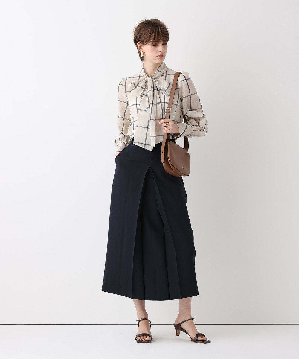 allureville シアーチェックボウブラウス ライトベージュ (12)