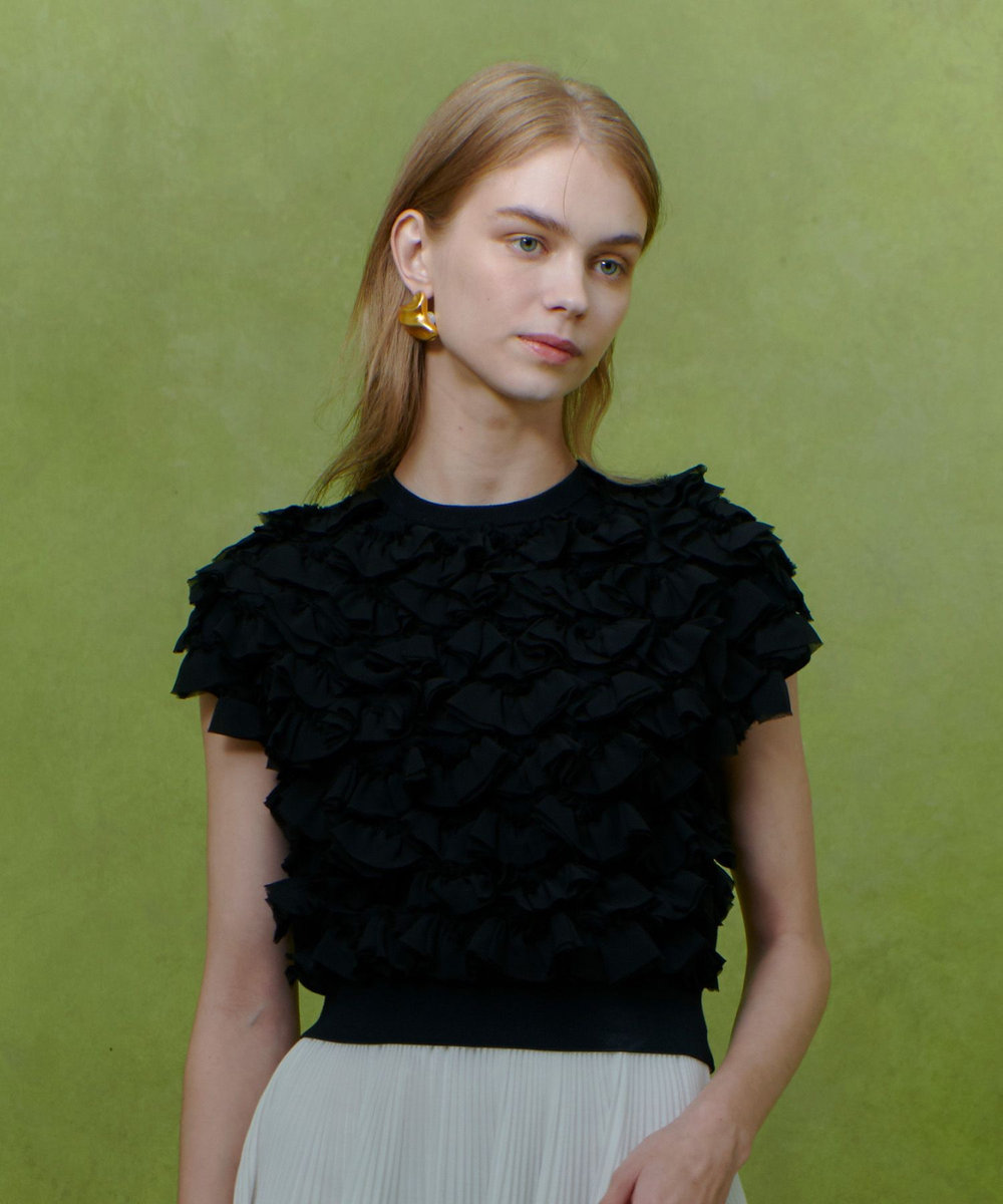 LOULOU WILLOUGHBY 【LOULOU WILLOUGHBY】ペタルパピヨンプルオーバー ブラック (95)