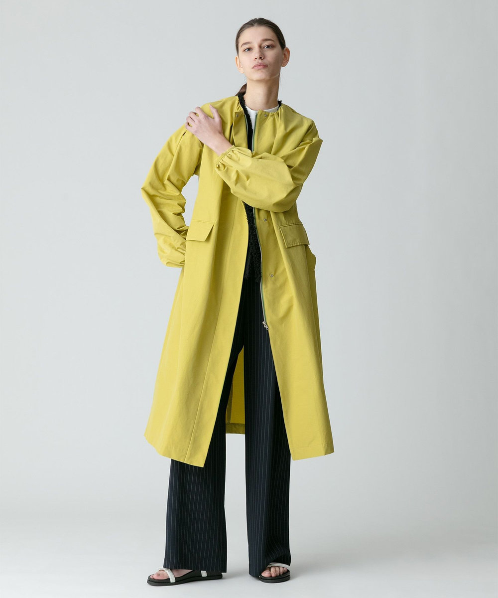 allureville 綿ナイロンクロスギャザーネックコート グリーン (72)