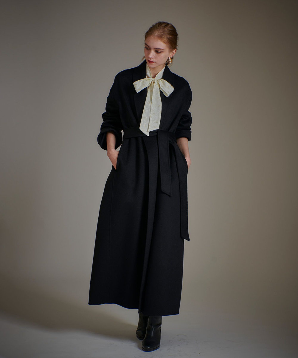 LOULOU WILLOUGHBY MTRカシミヤロングコート ブラック (95)