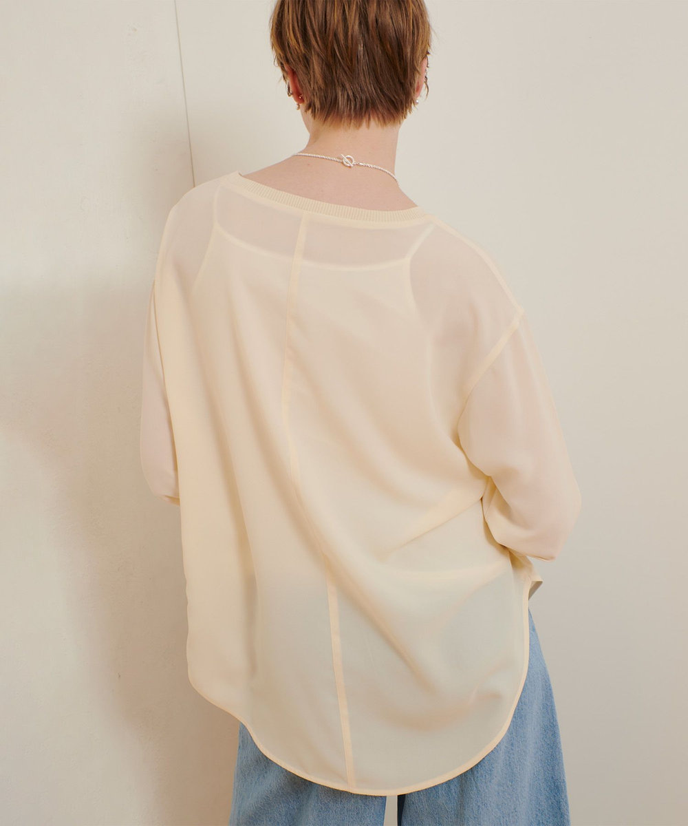 allureville リブカフスプルオーバーブラウス ベージュ (11)