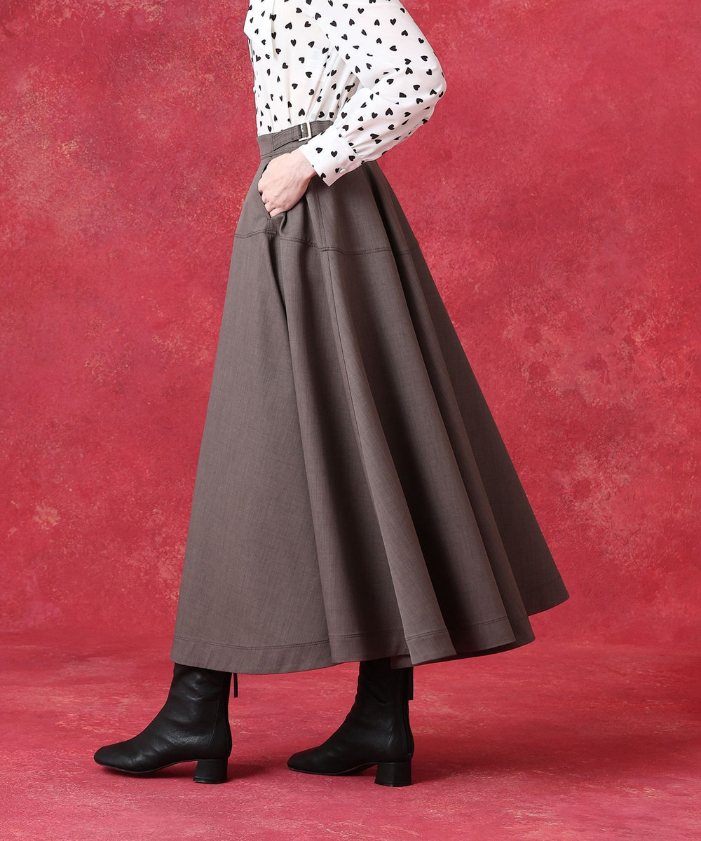 LOULOU WILLOUGHBY ウールライクボリュームフレアスカート グレー (92)