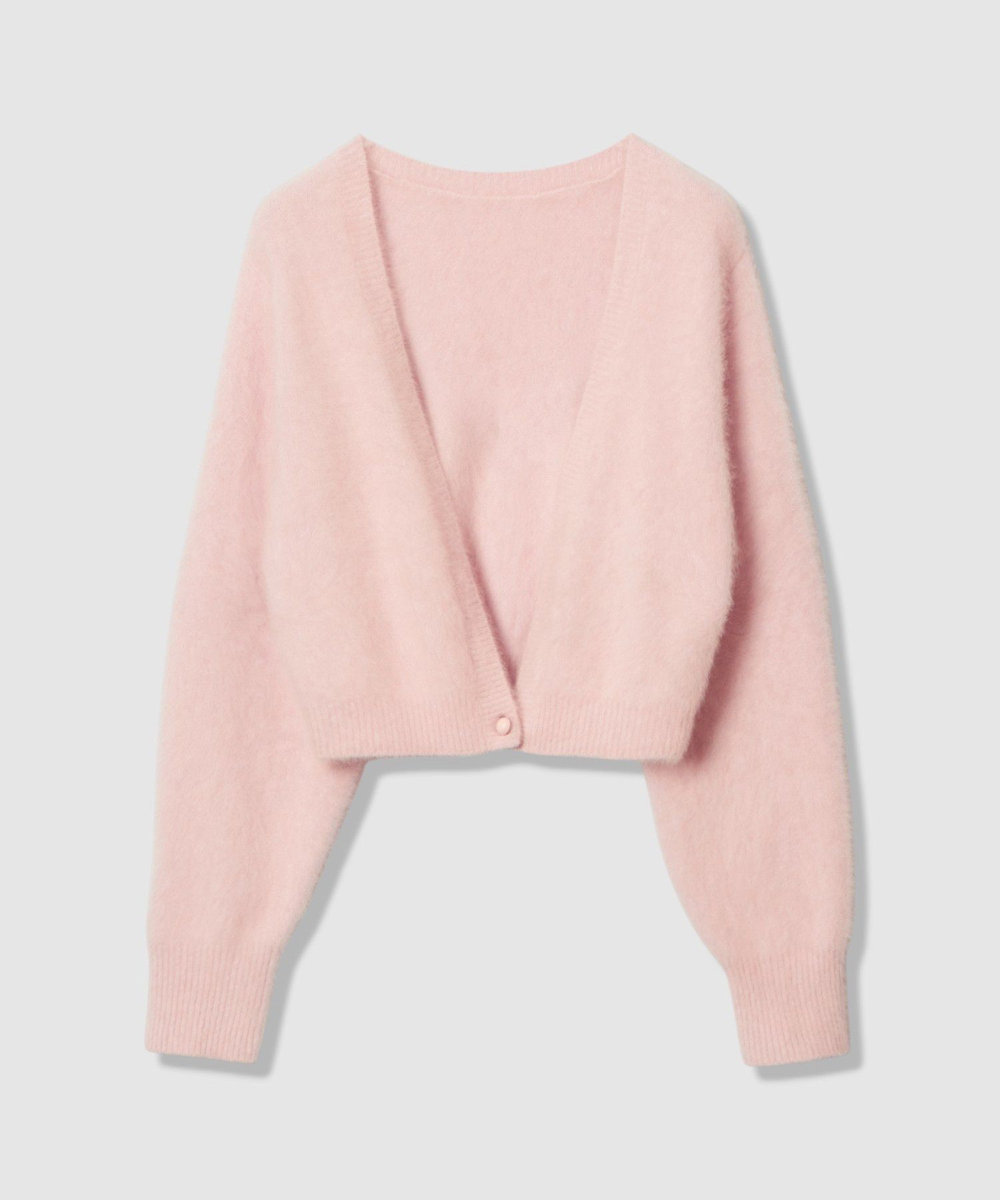 LOULOU WILLOUGHBY 【LOULOU WILLOUGHBY】カシミヤブレンドファー加工Ｖカーディガン ライトピンク (42)