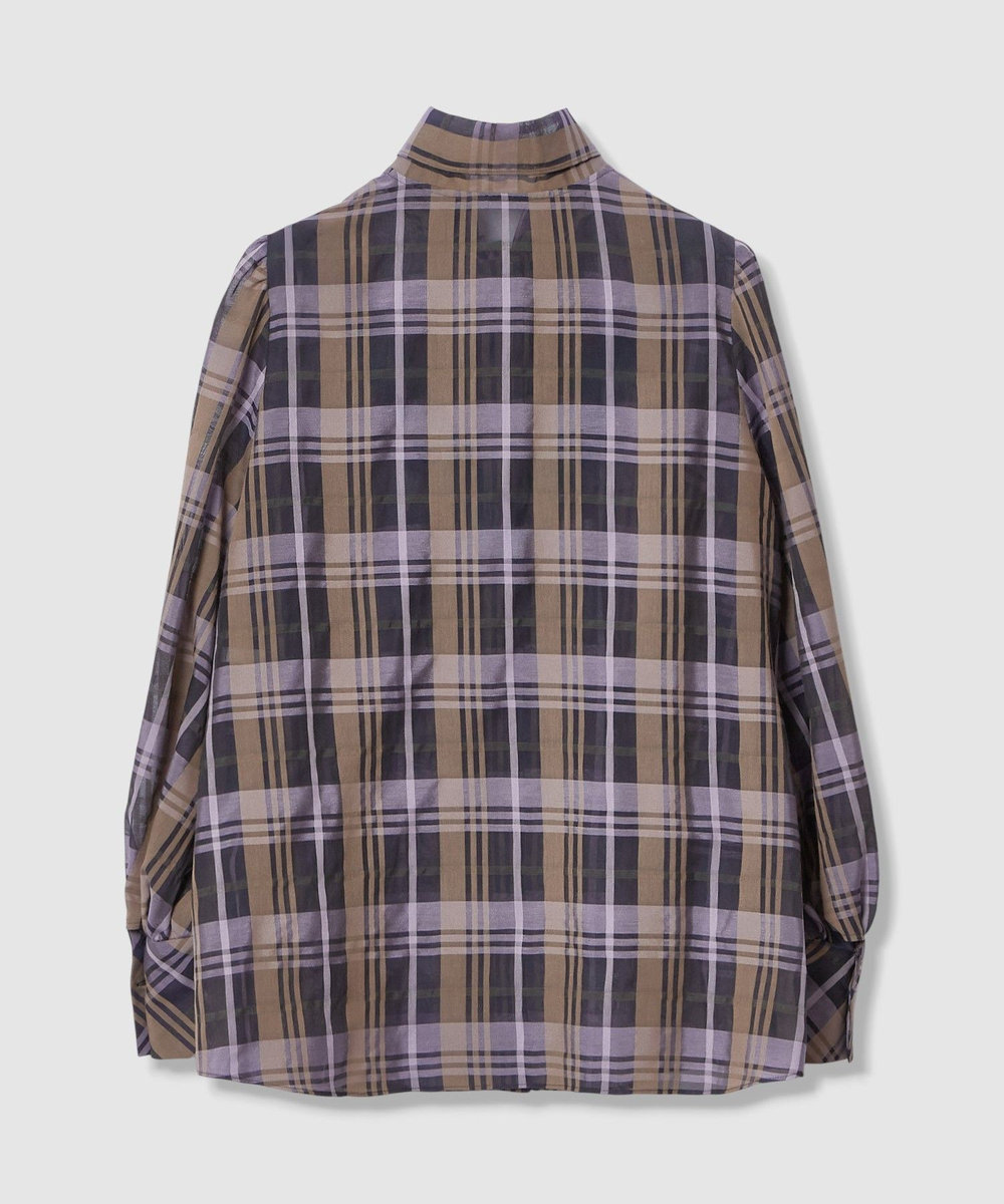 allureville シアーチェックボウブラウス ライトパープル (52)