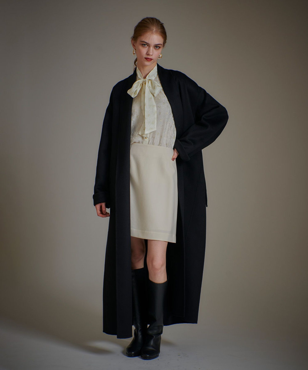 LOULOU WILLOUGHBY MTRカシミヤロングコート ブラック (95)