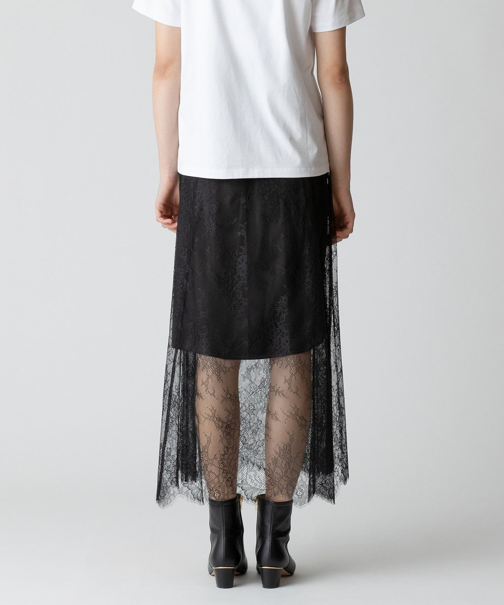 allureville フラワーレースシースルースカート ブラック (95)