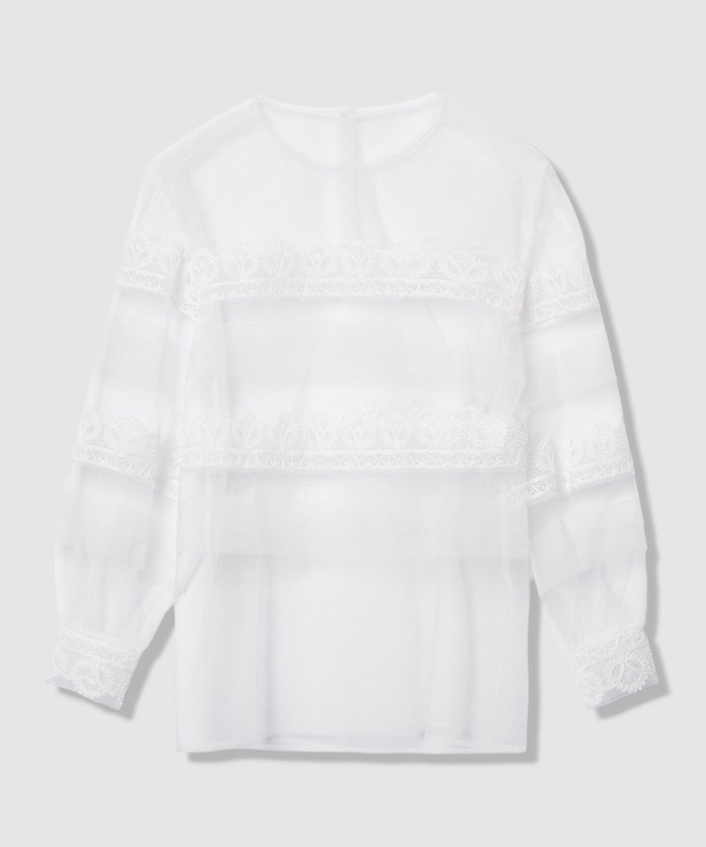 LOULOU WILLOUGHBY 【LOULOU WILLOUGHBY】チュールレースブラウス ホワイト (01)