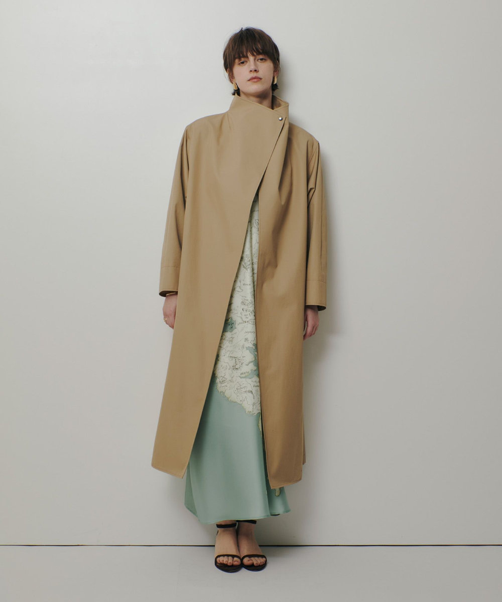 allureville スタンドカラーコクーンコート ベージュ (11)