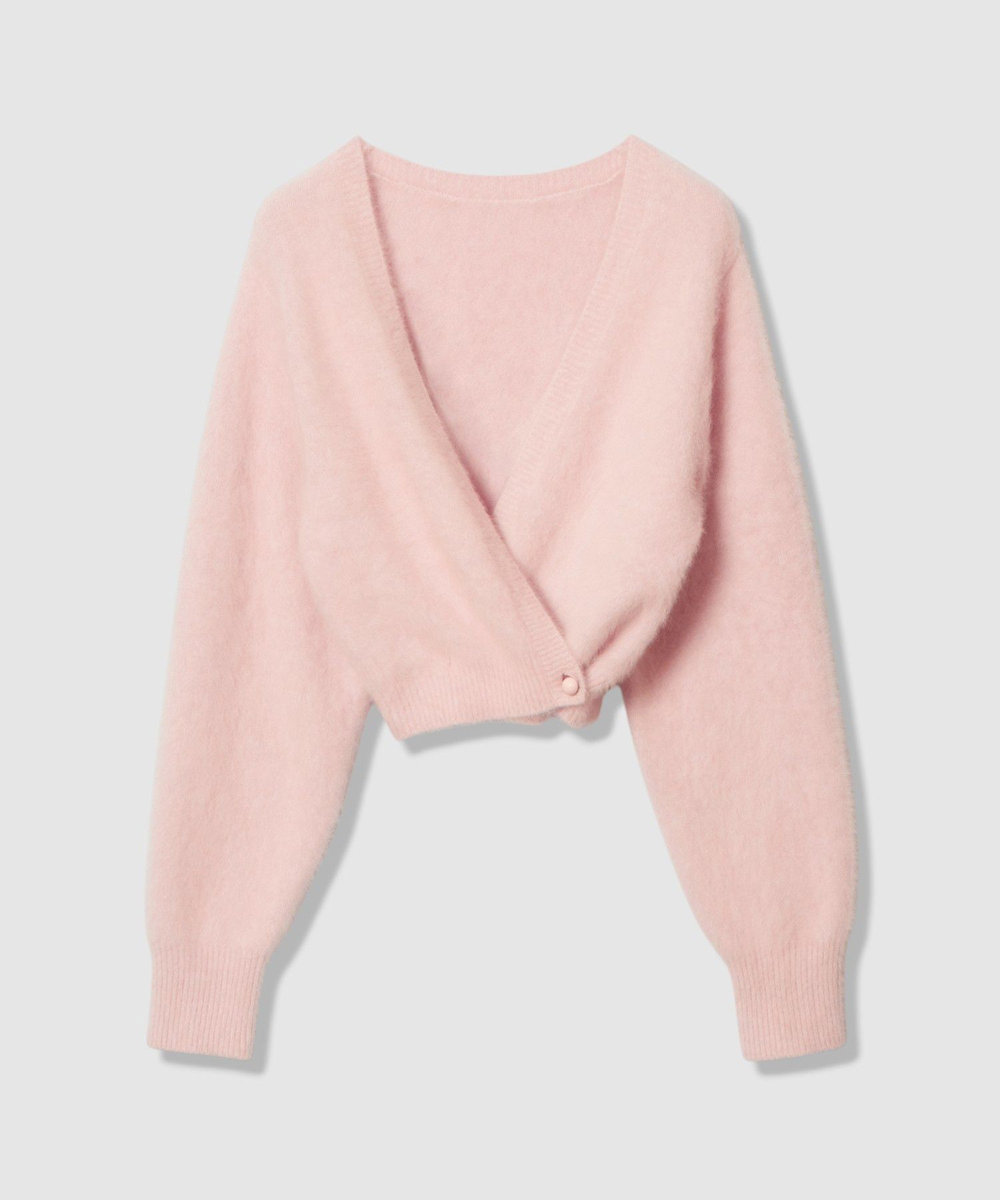 LOULOU WILLOUGHBY 【LOULOU WILLOUGHBY】カシミヤブレンドファー加工Ｖカーディガン ライトピンク (42)