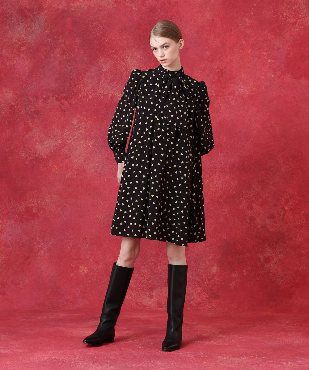 LOULOU WILLOUGHBY WEB限定 デシンハートワンピース ブラック (95)