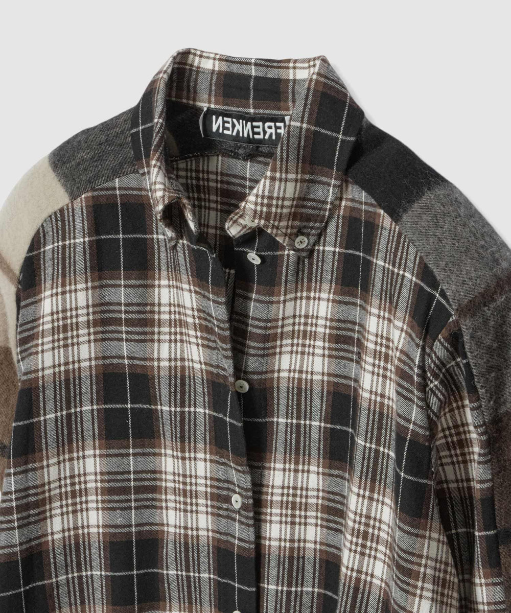 buying 【FRENKEN(フランケン)】OERSIZED CHCECK SHIRT ブラック系 (98)