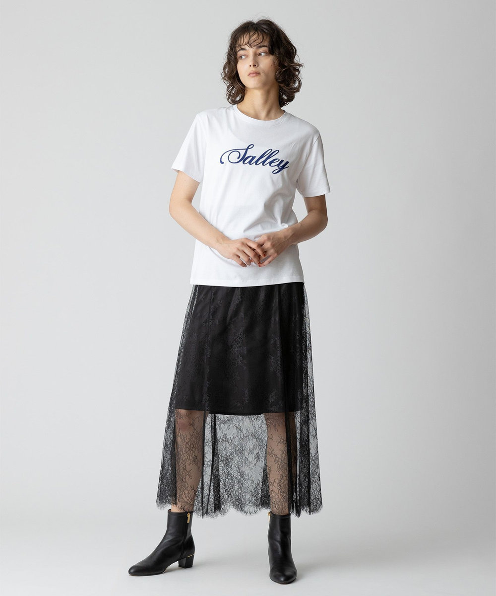 allureville フラワーレースシースルースカート ブラック (95)