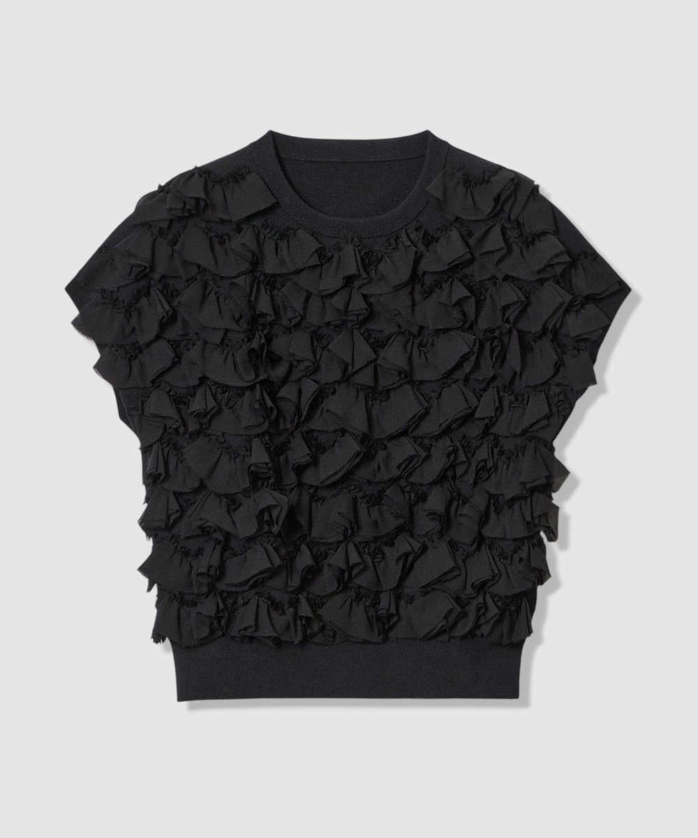 LOULOU WILLOUGHBY 【LOULOU WILLOUGHBY】ペタルパピヨンプルオーバー ブラック (95)