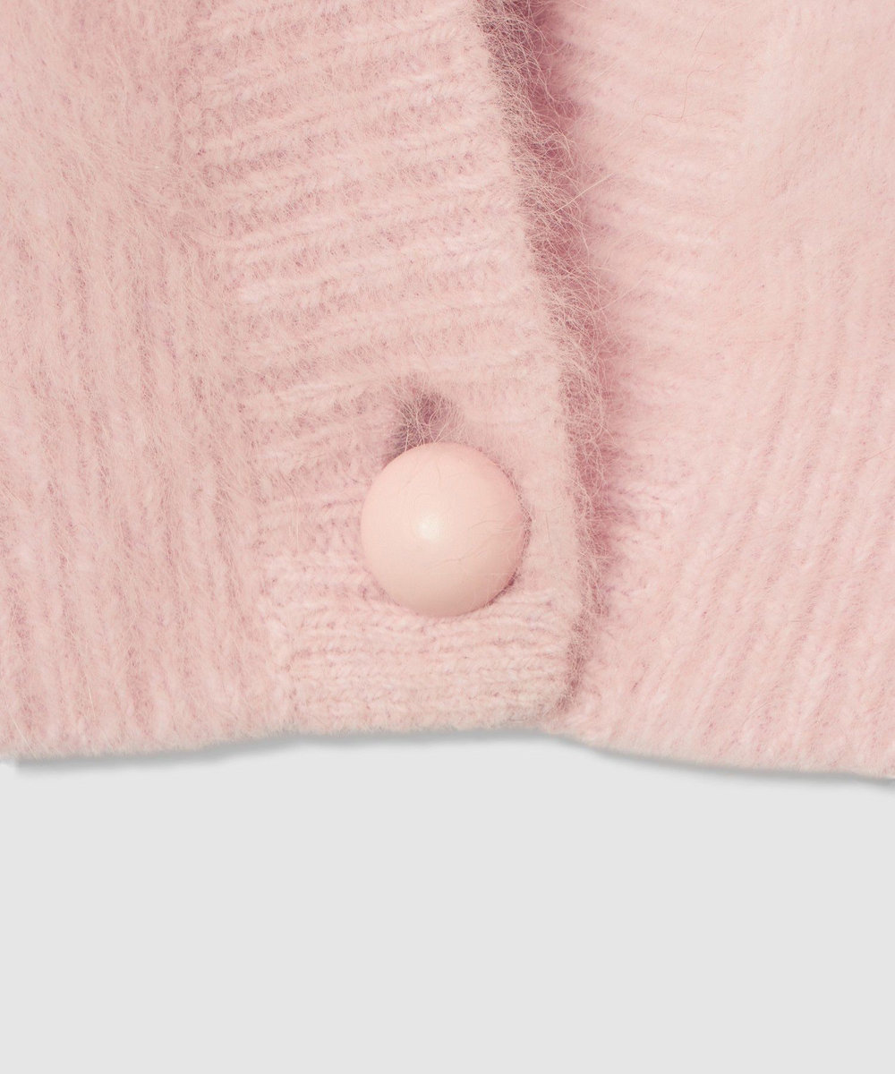 LOULOU WILLOUGHBY 【LOULOU WILLOUGHBY】カシミヤブレンドファー加工Ｖカーディガン ライトピンク (42)