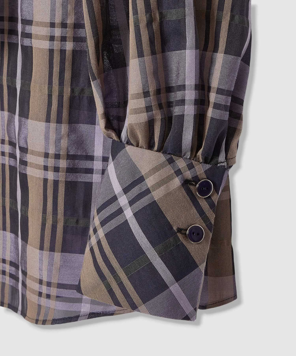 allureville シアーチェックボウブラウス ライトパープル (52)