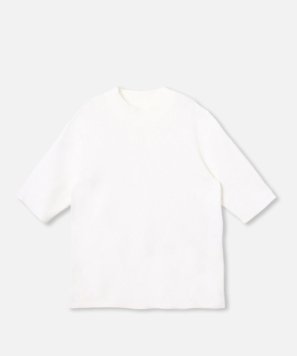 allureville ◇ 総針モックネック5分袖プルオーバー オフホワイト (02)