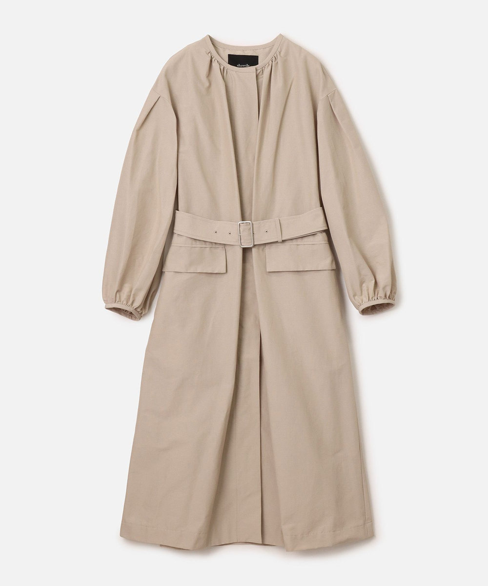allureville 綿ナイロンクロスギャザーネックコート ベージュ (11)