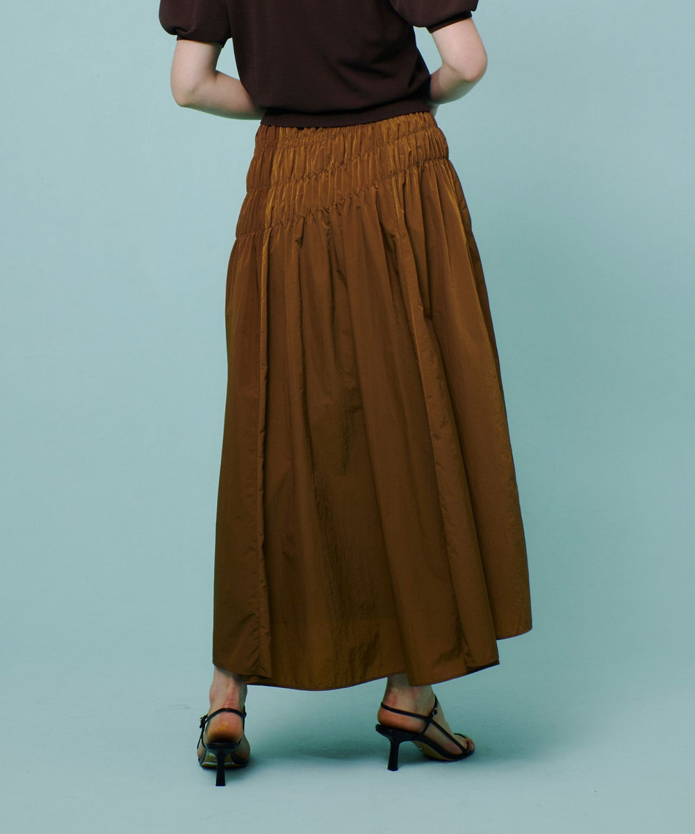 allureville ナイロンタフタシャーリングスカート キャメル (84)