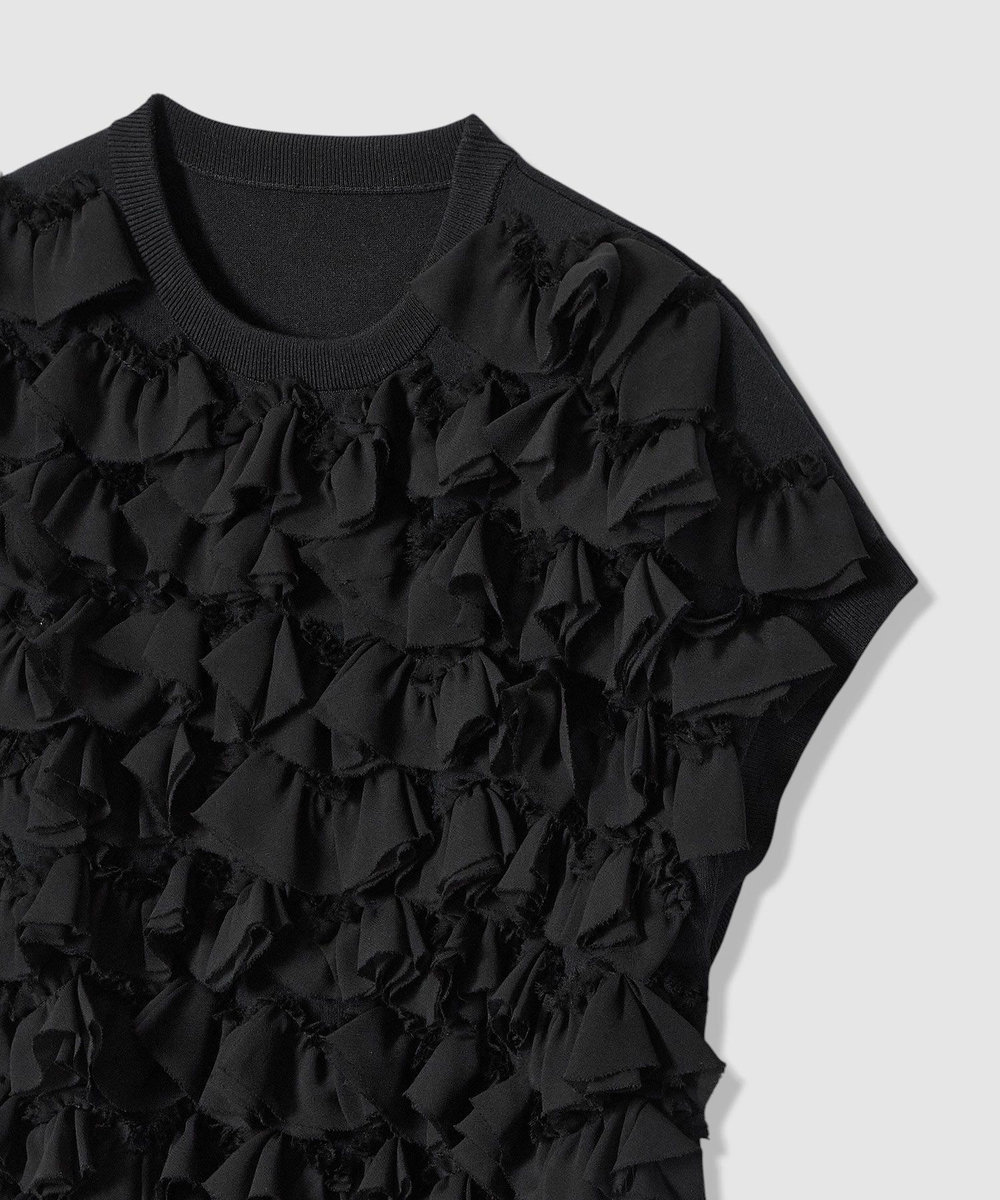 LOULOU WILLOUGHBY 【LOULOU WILLOUGHBY】ペタルパピヨンプルオーバー ブラック (95)