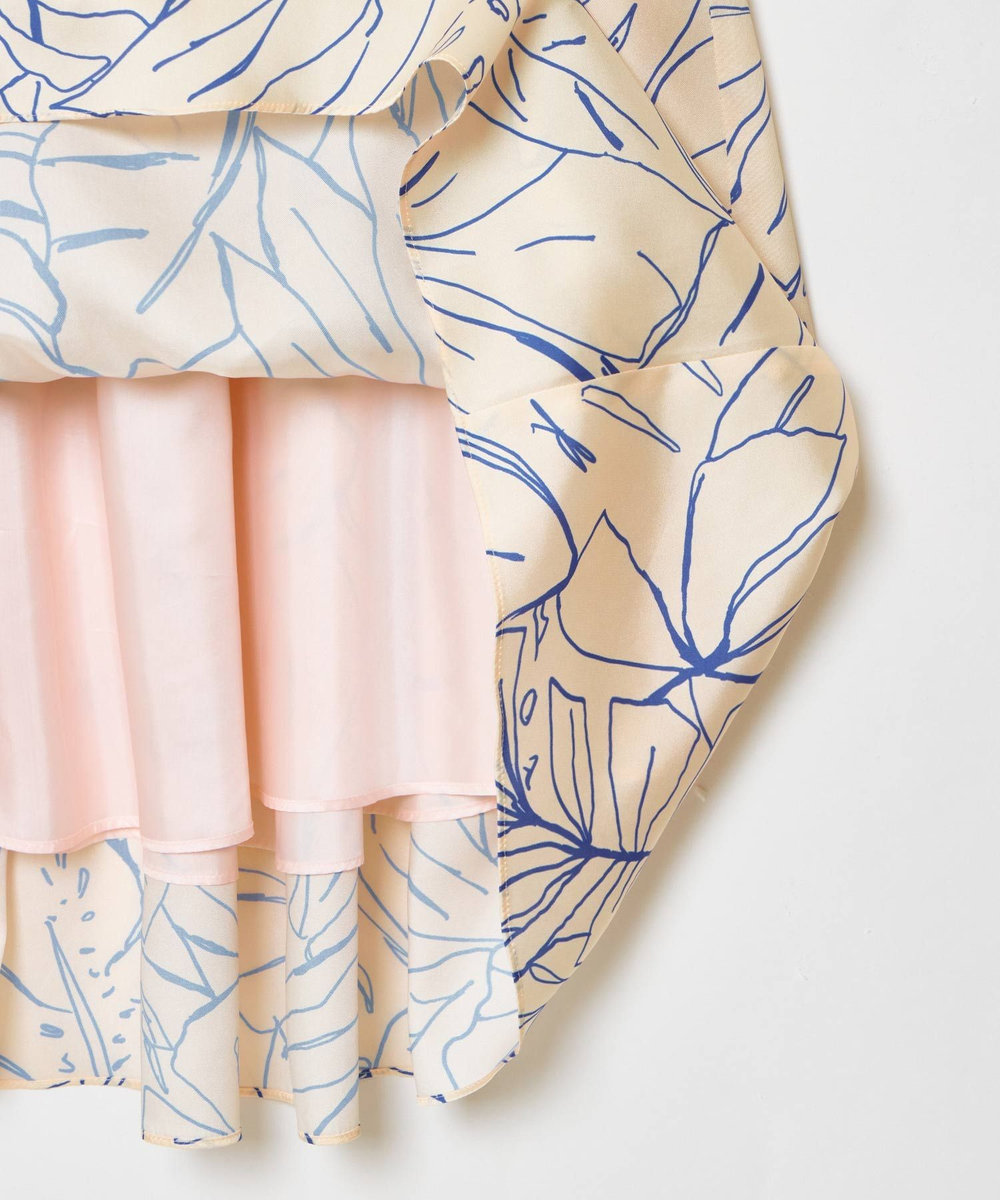 allureville スケッチボタニカルプリントタックフレアスカート ピンク (41)