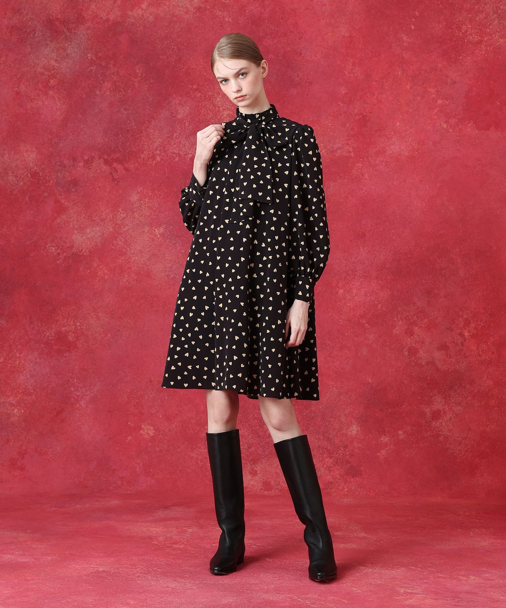 LOULOU WILLOUGHBY WEB限定 デシンハートワンピース ブラック (95)