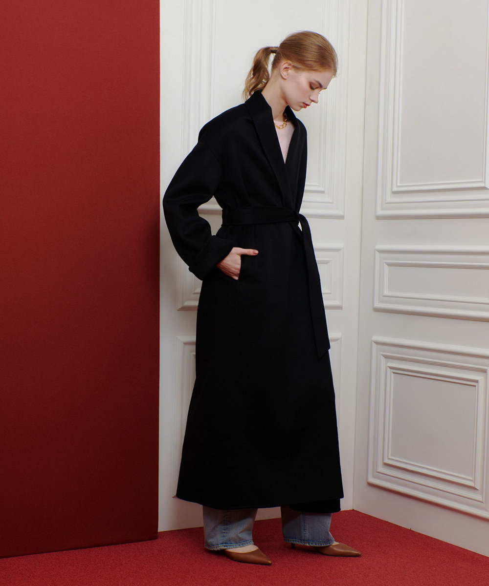LOULOU WILLOUGHBY MTRカシミヤロングコート ブラック (95)