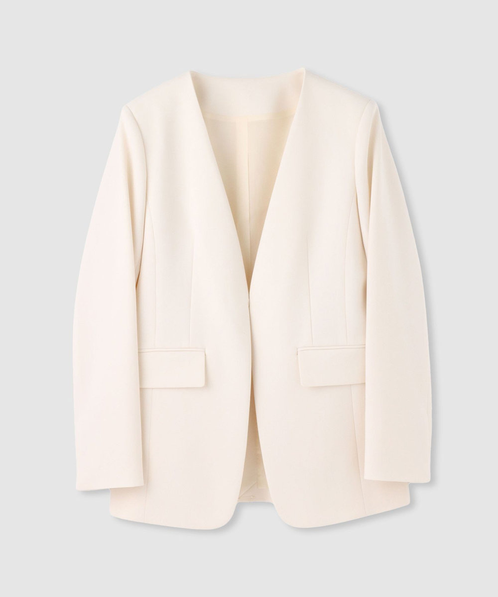 LOULOU WILLOUGHBY 【LOULOU WILLOUGHBY】ダブルクロスノーカラージャケット アイボリー (04)