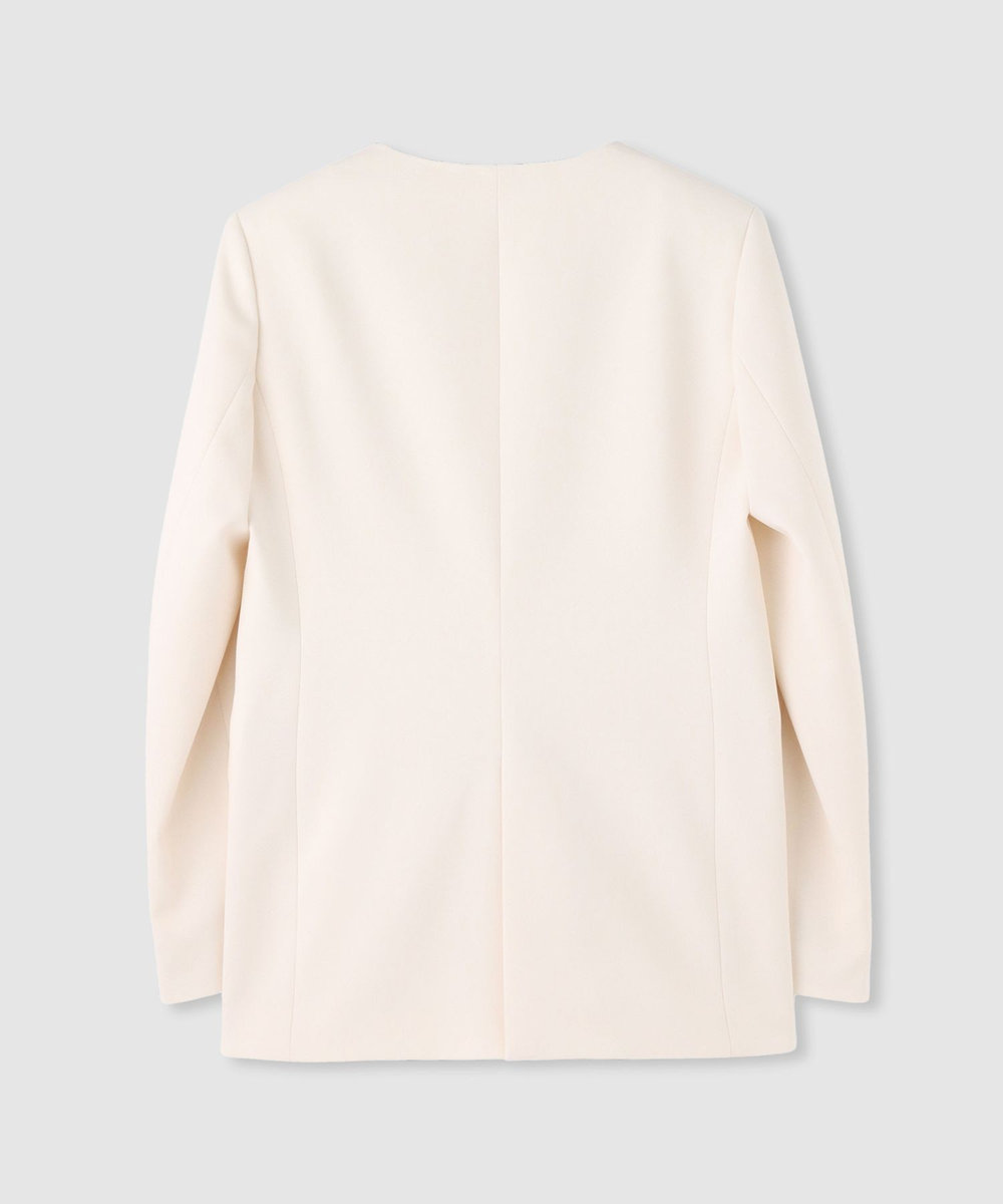 LOULOU WILLOUGHBY 【LOULOU WILLOUGHBY】ダブルクロスノーカラージャケット アイボリー (04)