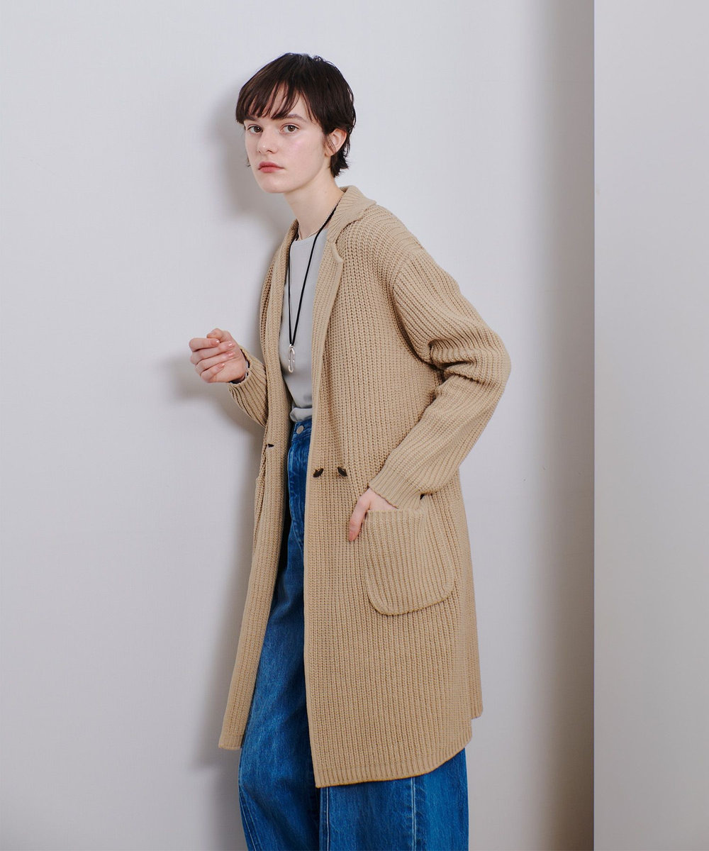 allureville 片畦ニットコート ベージュ (11)