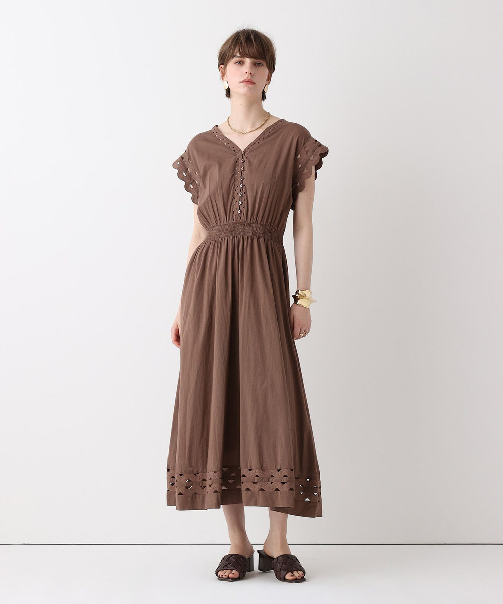 allureville ウェーブレースフレンチスリーブワンピース ブラウン (81)