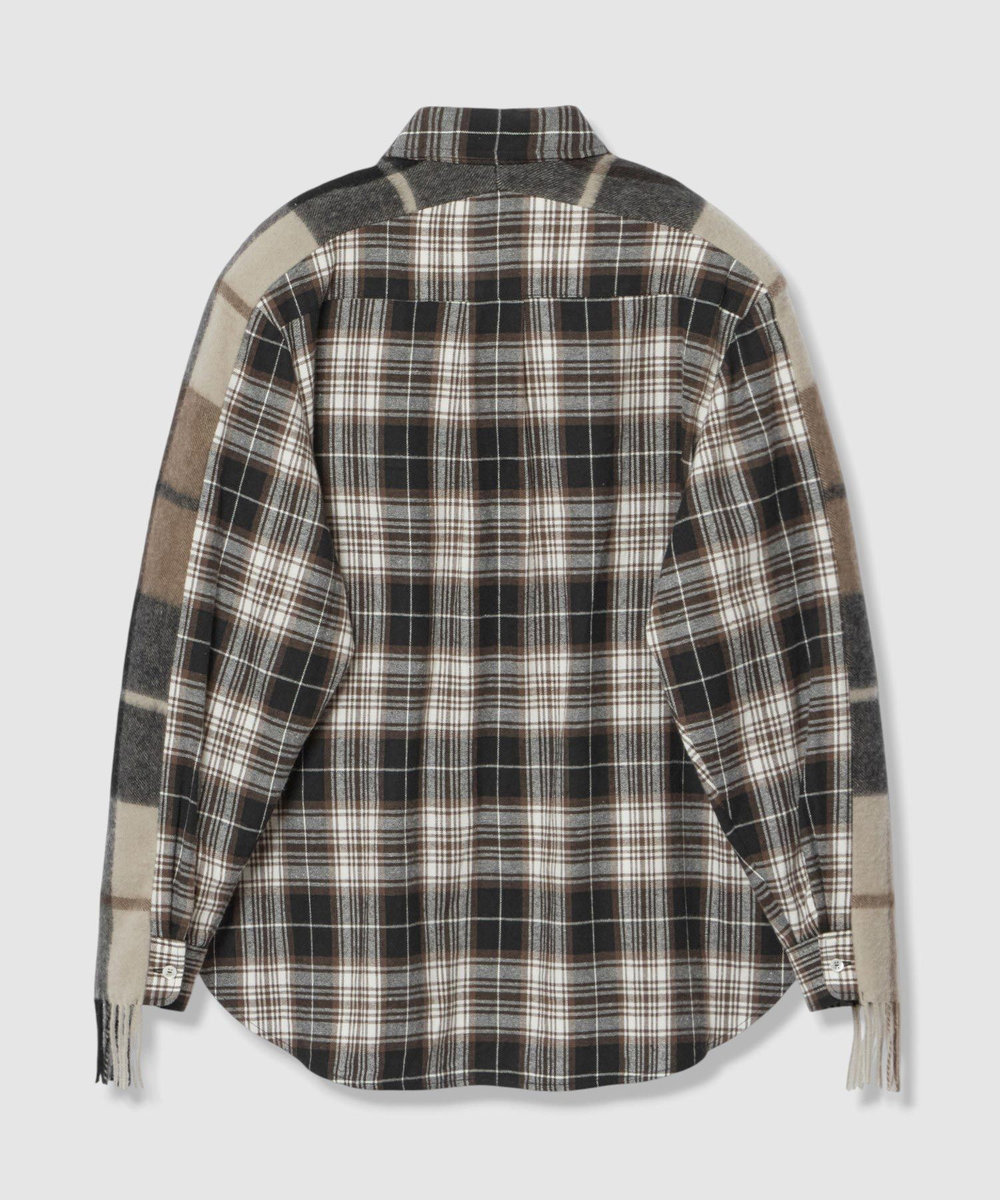 buying 【FRENKEN(フランケン)】OERSIZED CHCECK SHIRT ブラック系 (98)