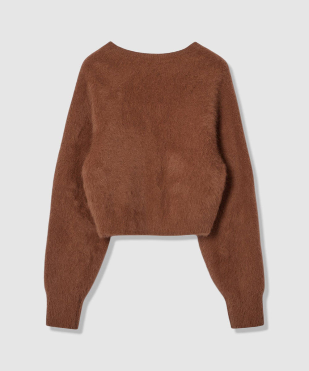 LOULOU WILLOUGHBY 【LOULOU WILLOUGHBY】カシミヤブレンドファー加工Ｖカーディガン キャメル (84)