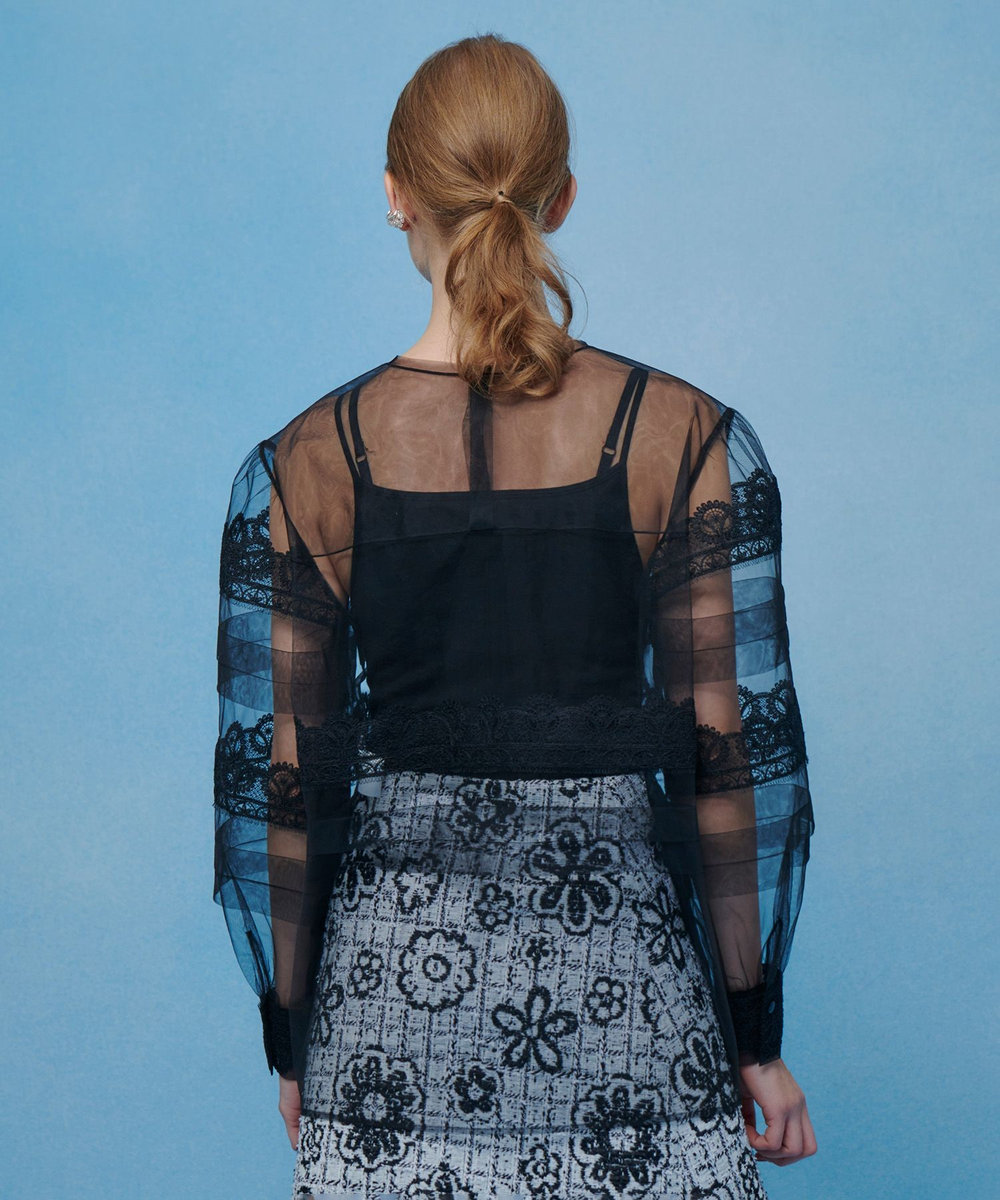 LOULOU WILLOUGHBY 【LOULOU WILLOUGHBY】チュールレースブラウス ブラック (95)