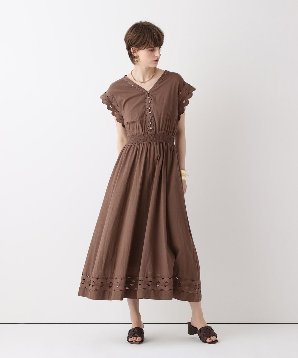 allureville ウェーブレースフレンチスリーブワンピース ブラウン (81)