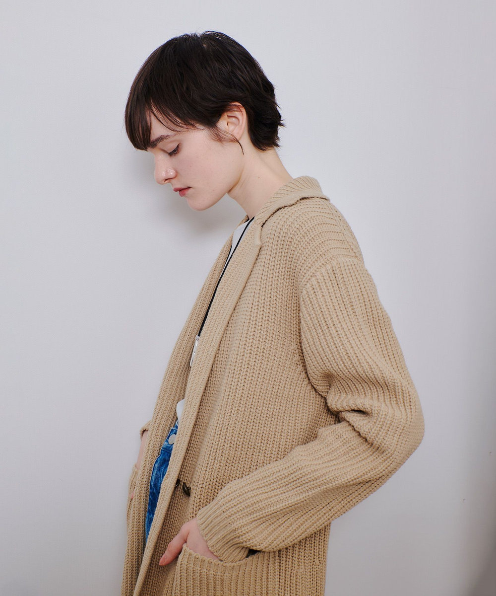 allureville 片畦ニットコート ベージュ (11)
