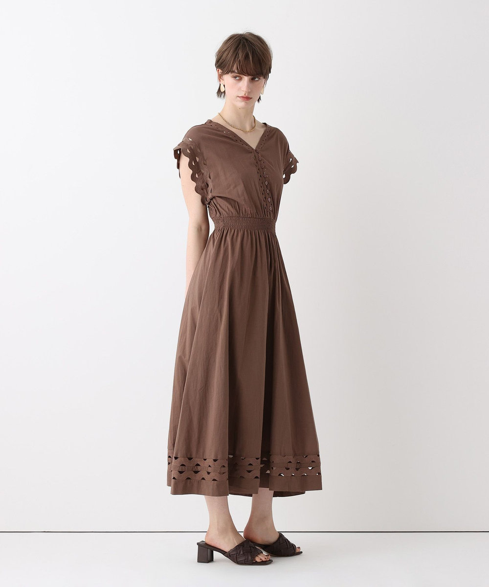 allureville ウェーブレースフレンチスリーブワンピース ブラウン (81)