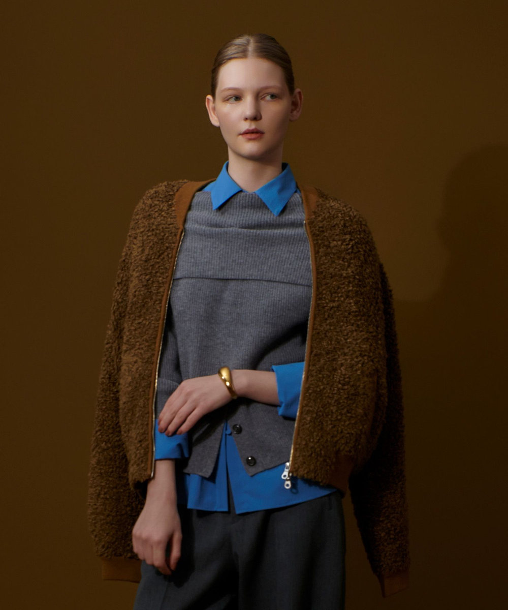 allureville ニットボアブルゾン キャメル (84)