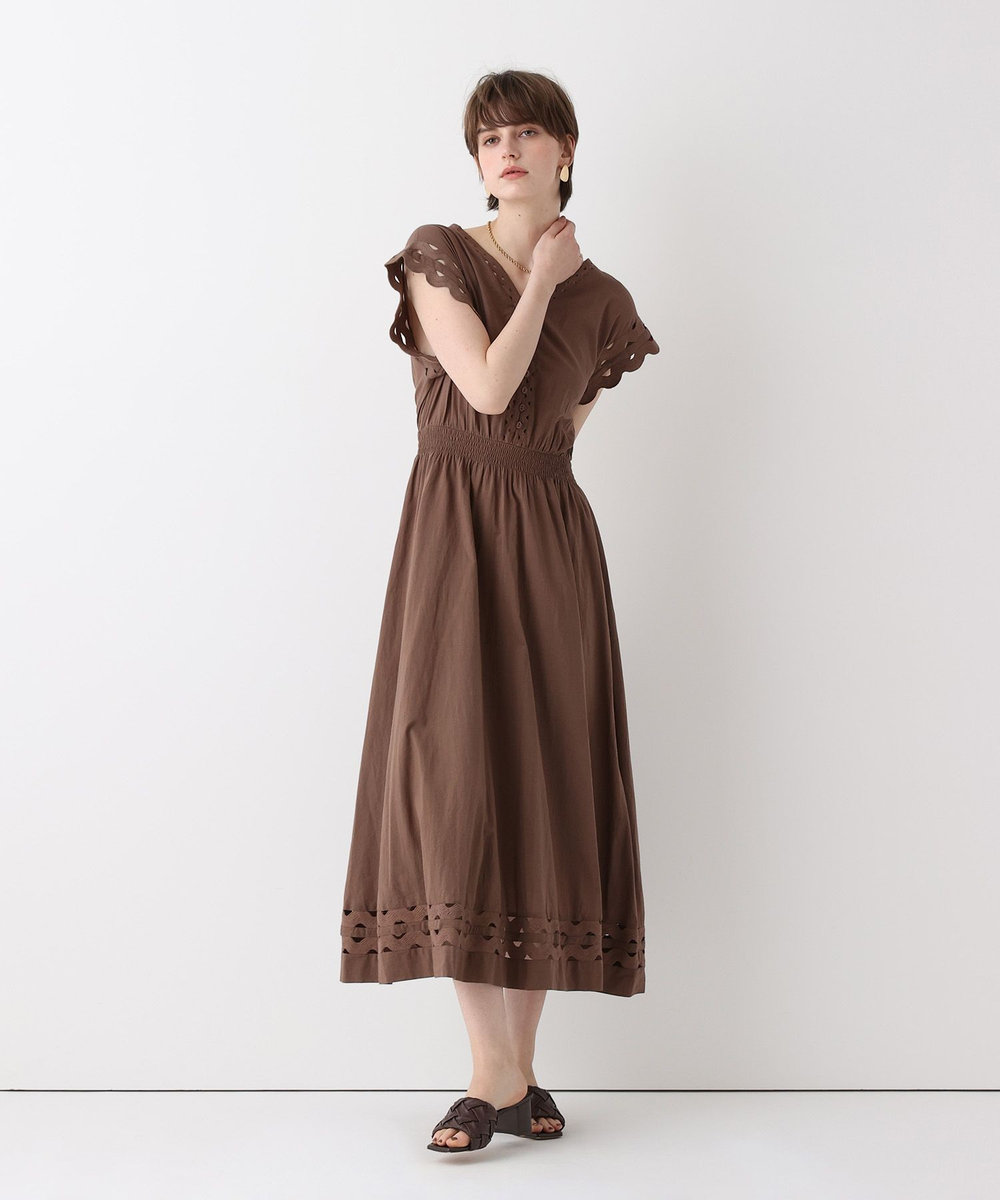 allureville ウェーブレースフレンチスリーブワンピース ブラウン (81)