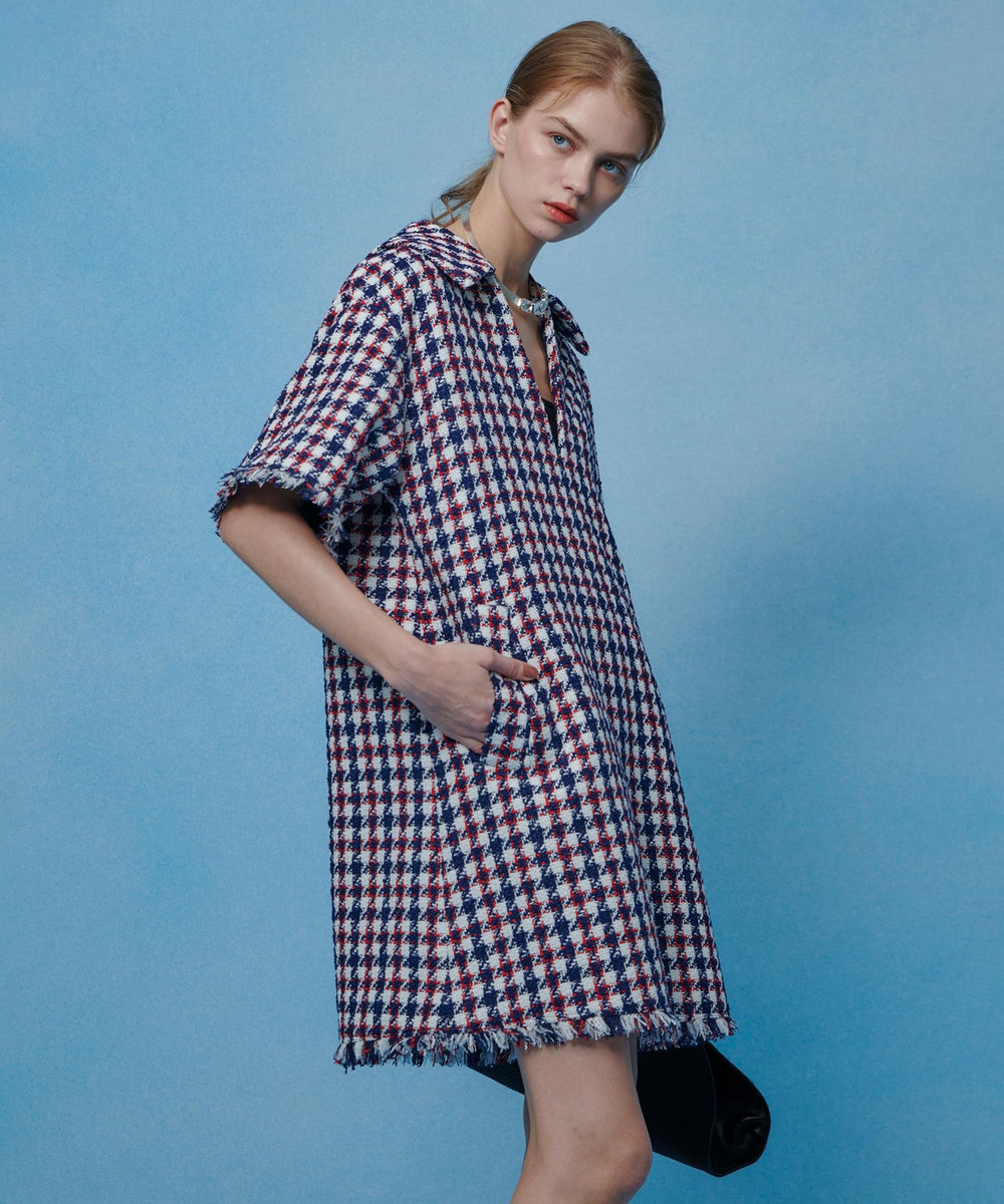 LOULOU WILLOUGHBY 【LOULOU WILLOUGHBY】トリコロールツイードワンピース マルチ (09)