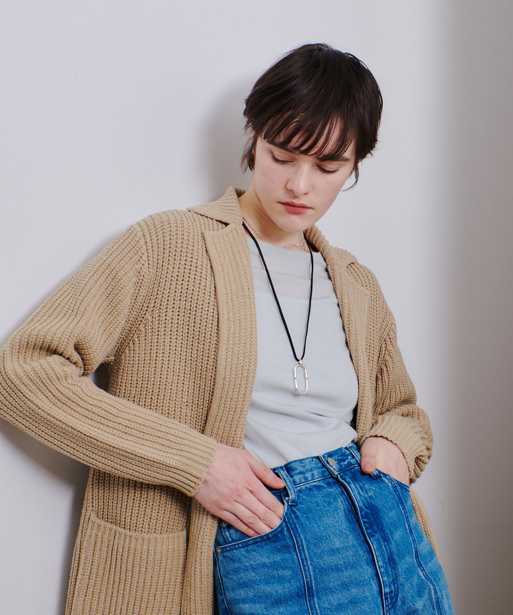 allureville 片畦ニットコート ベージュ (11)