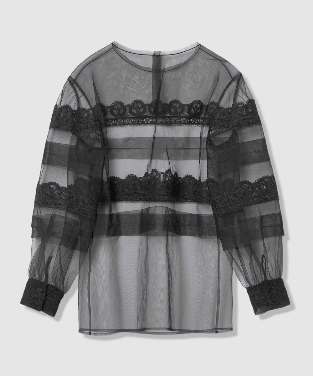 LOULOU WILLOUGHBY 【LOULOU WILLOUGHBY】チュールレースブラウス ブラック (95)
