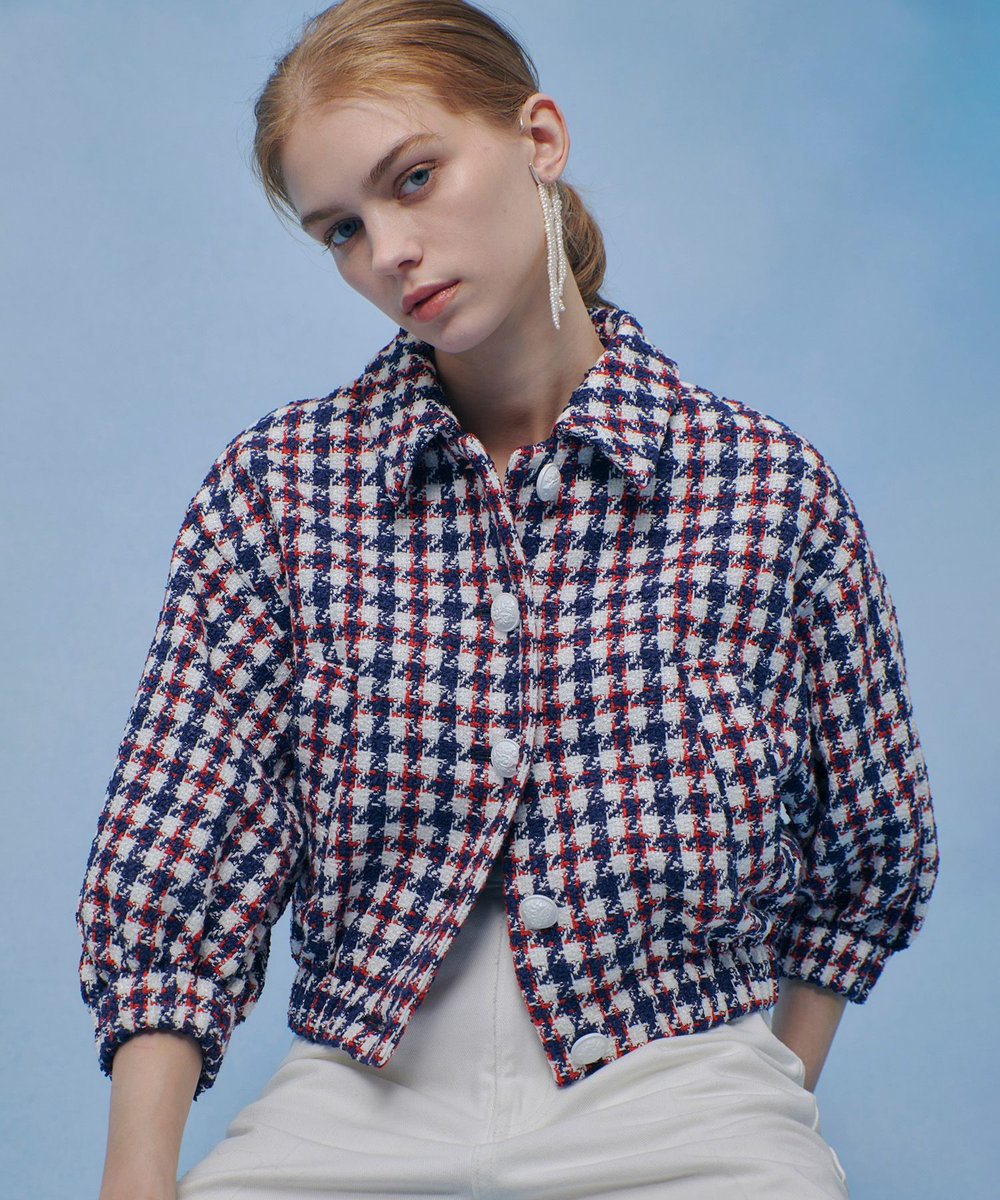 LOULOU WILLOUGHBY】トリコロールツイードブルゾン|allureville