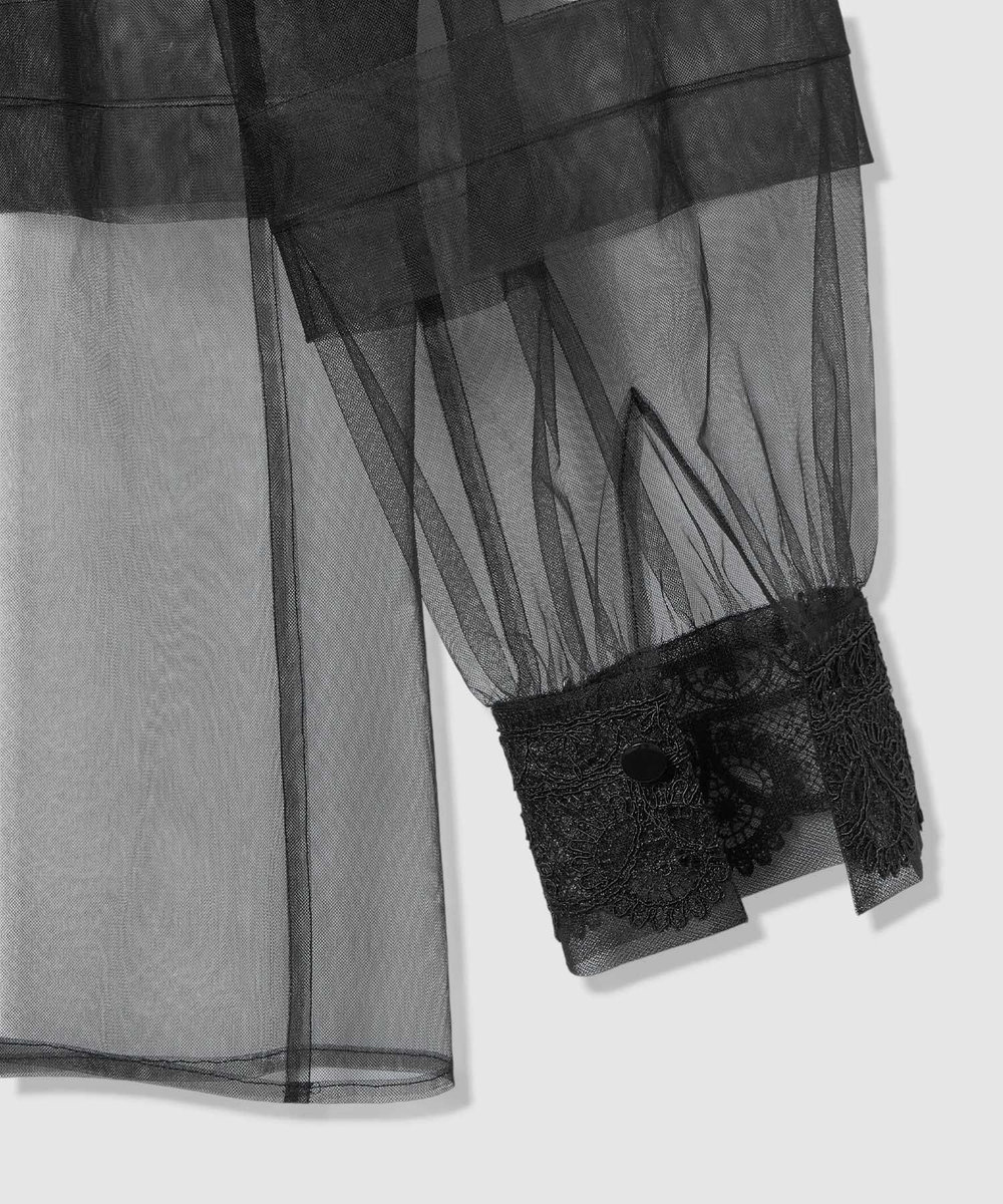 LOULOU WILLOUGHBY 【LOULOU WILLOUGHBY】チュールレースブラウス ブラック (95)